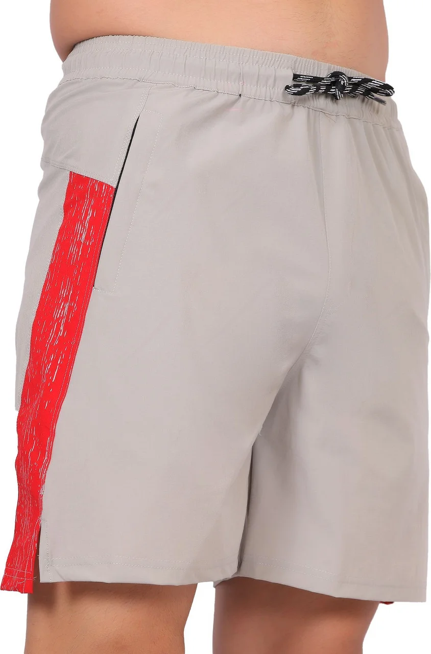 Men Solid Black Gym Sports Shorts Breathable Running Workout Fitness Training Casual Shorts for Men Light Grey, Red 32 image 5