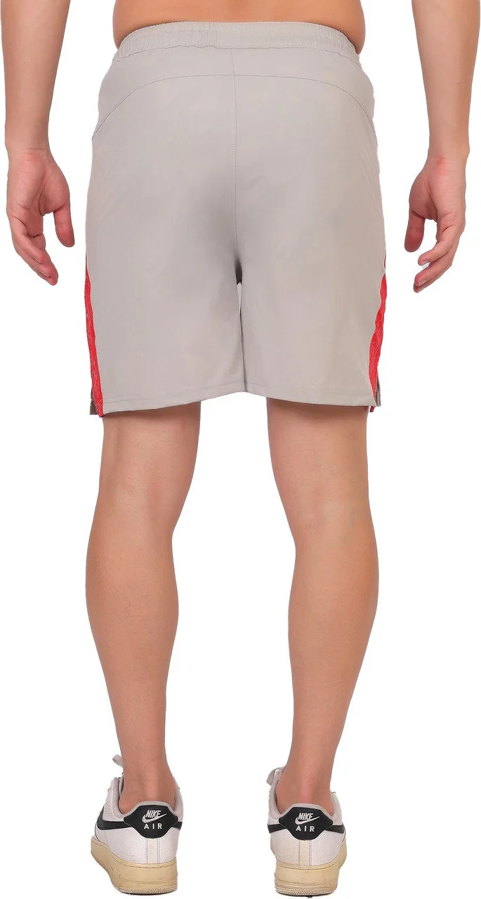 Men Solid Black Gym Sports Shorts Breathable Running Workout Fitness Training Casual Shorts for Men Light Grey, Red 36 image 3