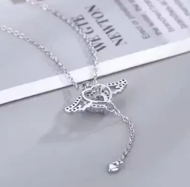 Crystal Turtle Pendant Necklace with Heart Charm Chain Gold Silver Turtle Jewellery Necklace for Women Cute Animal Pendant Fashion Jewellery Gift thumbnail 2