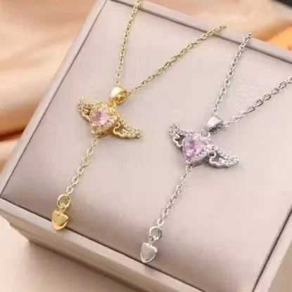 Crystal Turtle Pendant Necklace with Heart Charm Chain Gold Silver Turtle Jewellery Necklace for Women Cute Animal Pendant Fashion Jewellery Gift image 1