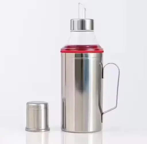 Stainless Steel Oil Dispenser Bottle with Handle and Drip-Free Spout 1L Kitchen Oil Pot for Cooking Edible Oil Storage Pouring Container for Home Restaurant Cooking image 2