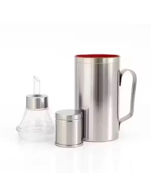 Stainless Steel Oil Dispenser Bottle with Handle and Drip-Free Spout 1L Kitchen Oil Pot for Cooking Edible Oil Storage Pouring Container for Home Restaurant Cooking image 3