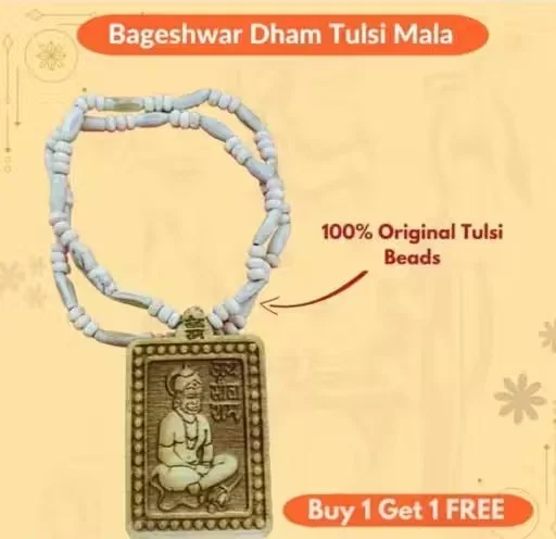 Hanuman Ji Wooden Pendant Tulsi Beads Mala Necklace for Men Women Spiritual Prayer Necklace Hindu Devotional Bajrang Bali Pendant Mala Meditation Yoga Religious Jewellery image 2
