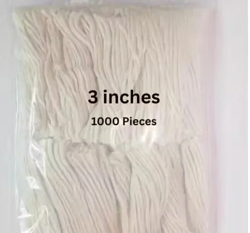 3 Inch Cotton Batti for Diya Puja Wick 1000 Pieces White Handmade Cotton Oil Lamp Wicks for Diwali Temple Pooja Aarti Deepak Jyot Cotton Wick Pack image 1