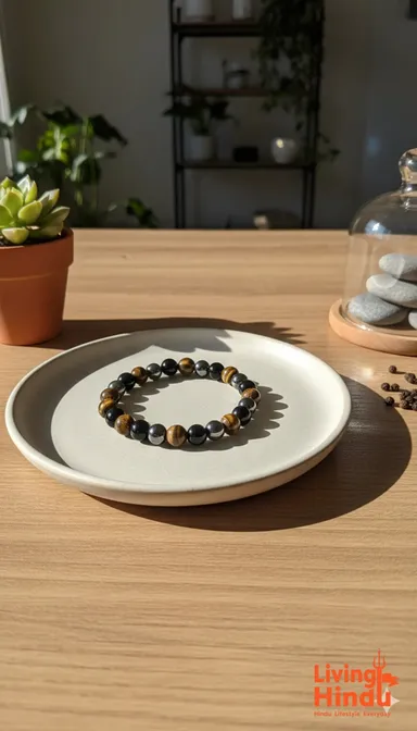 Natural Tiger Eye Black Stone Bead Bracelet for Men Women Spiritual Healing Energy Bracelet Yoga Meditation Protection Bracelet Elastic Gemstone Wrist Mala thumbnail 2