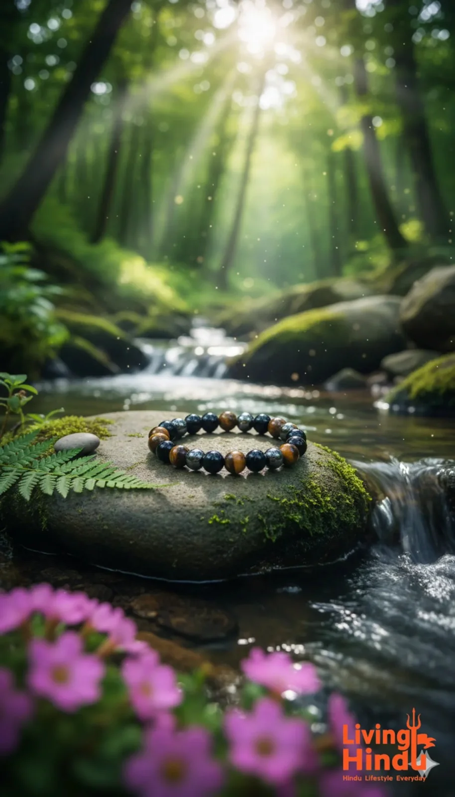 Natural Tiger Eye Black Stone Bead Bracelet for Men Women Spiritual Healing Energy Bracelet Yoga Meditation Protection Bracelet Elastic Gemstone Wrist Mala image 1