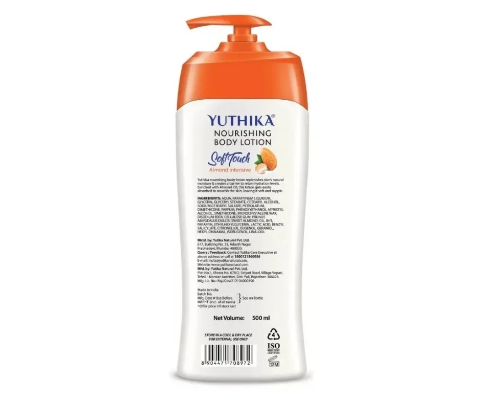 1 YUTHIKA ALMOND INTENSIVE SOFTTOUCH NOURISHING BODY LOTION 500ML image 4