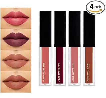 Nude Waterproof Matte Liquid Lipstick Set Long Lasting Smudge Proof Transfer Resistant Soft Natural Shades for Indian Skin Tones| 4 shades image 1