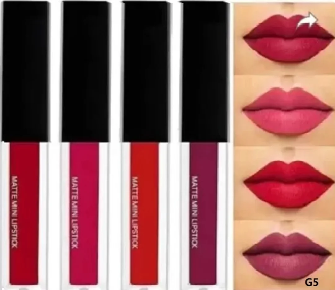 Bold Red Waterproof Liquid Matte Lipstick Set 4 Pcs | Long Lasting Transferproof Smudgeproof Red Lip Colour Combo Pack for Women image 1