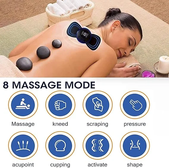 NELSTRAB Mini EMS Body Massager for Pain Relief Portable Rechargeable Electric Muscle Stimulator with 8 Massage Modes Neck Cervical Shoulder Back Therapy Machine Full Body Relaxation Device for Home Office Travel image 3