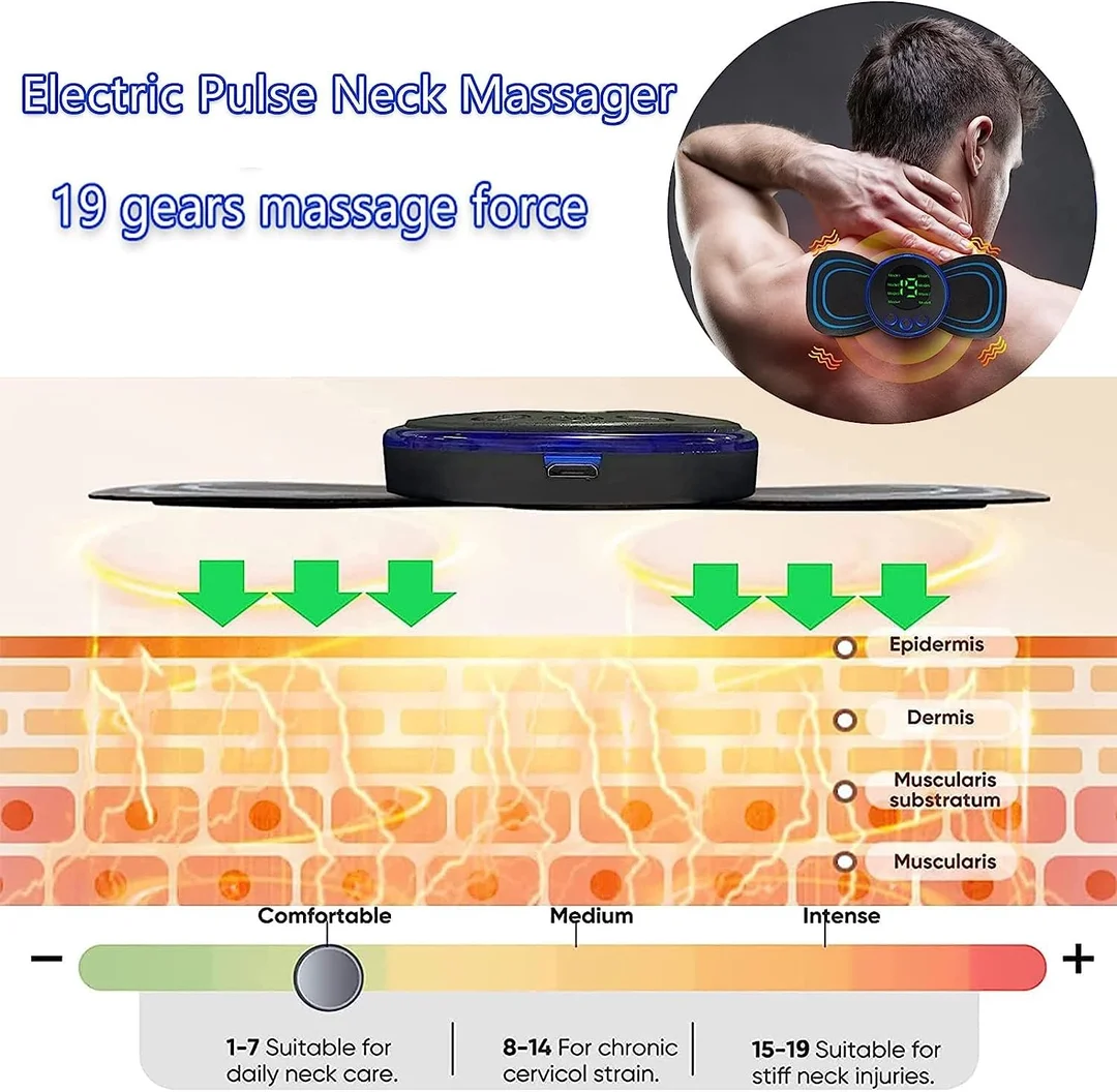 NELSTRAB Mini EMS Body Massager for Pain Relief Portable Rechargeable Electric Muscle Stimulator with 8 Massage Modes Neck Cervical Shoulder Back Therapy Machine Full Body Relaxation Device for Home Office Travel image 1