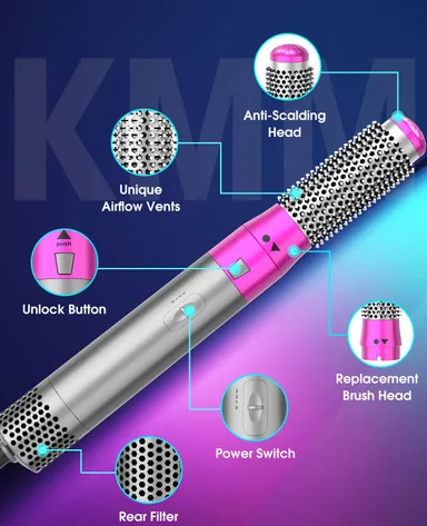 5 in 1 Hair Dryer Air Brush Styler Volumizer Hair Straightener Curler Comb Professional Hair Styling Tool thumbnail 7