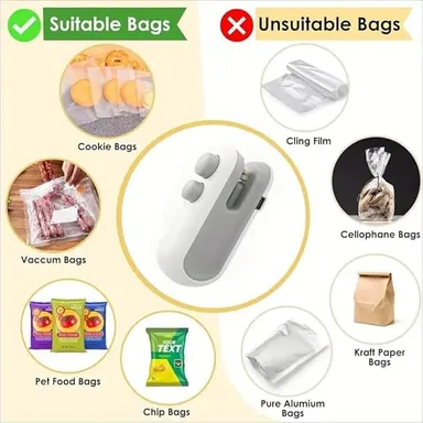 Portable USB Rechargeable Mini Bag Sealing Machine with Cutter – 2-in-1 Heat Sealer for Plastic Snack Bags, Chip Packets & Food Storage Airtight Kitchen Sealing Tool thumbnail 4