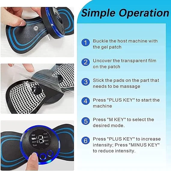 Mini EMS Body Massager for Pain Relief Portable Rechargeable Electric Muscle Stimulator with 8 Massage Modes Neck Cervical Shoulder Back Therapy Machine Full Body Relaxation Device for Home Office Travel image 4