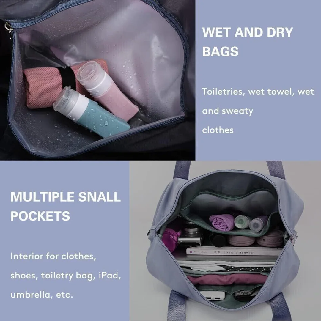 Expandable Foldable Travel Duffle Bag 42cm Large Capacity Waterproof Luggage Tote Bag with Shoe Compartment Lightweight Cabin Travel Gym Weekend Bag for Men Women image 2