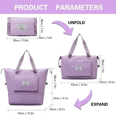 Large Capacity Foldable Travel Duffle Bag With Shoe Compartment Waterproof Nylon Weekender Tote Luggage Sleeve Carry On Gym Bag For Women Men Travel Storage Organizer thumbnail 1