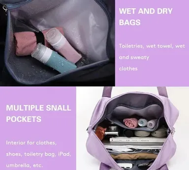 Large Capacity Foldable Travel Duffle Bag With Shoe Compartment Waterproof Nylon Weekender Tote Luggage Sleeve Carry On Gym Bag For Women Men Travel Storage Organizer thumbnail 2