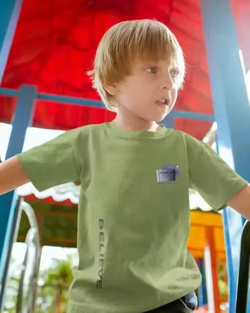 Boys Cotton Printed T-Shirt Light Green Casual Summer Half Sleeve Kids Graphic Tee Soft Breathable Round Neck Children Daily Wear Stylish Boys T Shirt Boys Cotton Printed T-Shirt Light Green Casual Summer Half Sleeve Kids Graphic Tee Soft Breathable Round image 2