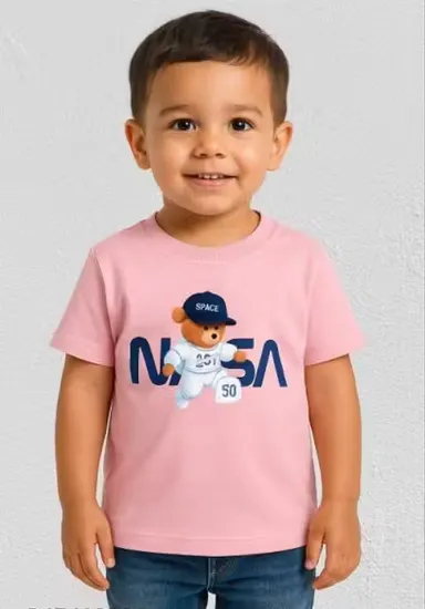 Toddler Boys NASA Space Astronaut Printed Cotton T-Shirt Pink Kids Casual Summer Half Sleeve Graphic Tee Soft Breathable Daily Wear Top for Baby Boys 1–5 Years Toddler Boys NASA Space Astronaut Printed Cotton T-Shirt Pink Kids Casual Summer Half Sleeve  thumbnail 0