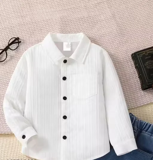 Boys White Cotton Formal Shirt Long Sleeve Button Down Kids Party Wear School Function Shirt Soft Breathable Casual Smart Shirt for Boys Age 3–12 Years Boys White Cotton Formal Shirt Long Sleeve Button Down Kids Party Wear School Function Shirt Soft Bre image 1