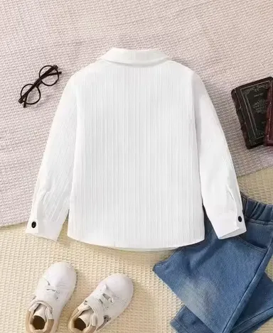 Boys White Cotton Formal Shirt Long Sleeve Button Down Kids Party Wear School Function Shirt Soft Breathable Casual Smart Shirt for Boys Age 3–12 Years Boys White Cotton Formal Shirt Long Sleeve Button Down Kids Party Wear School Function Shirt Soft Bre thumbnail 1