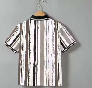 Mens Vertical Striped Polo T Shirt Casual Summer Cotton Blend Half Sleeve Collared Polo Tee Breathable Regular Fit Stylish Streetwear Top for Men Brown White Black Mens Vertical Striped Polo T Shirt Casual Summer Cotton Blend Half Sleeve Collared Polo Tee thumbnail 1