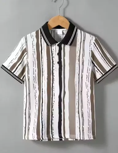 Mens Vertical Striped Polo T Shirt Casual Summer Cotton Blend Half Sleeve Collared Polo Tee Breathable Regular Fit Stylish Streetwear Top for Men Brown White Black Mens Vertical Striped Polo T Shirt Casual Summer Cotton Blend Half Sleeve Collared Polo Tee thumbnail 0