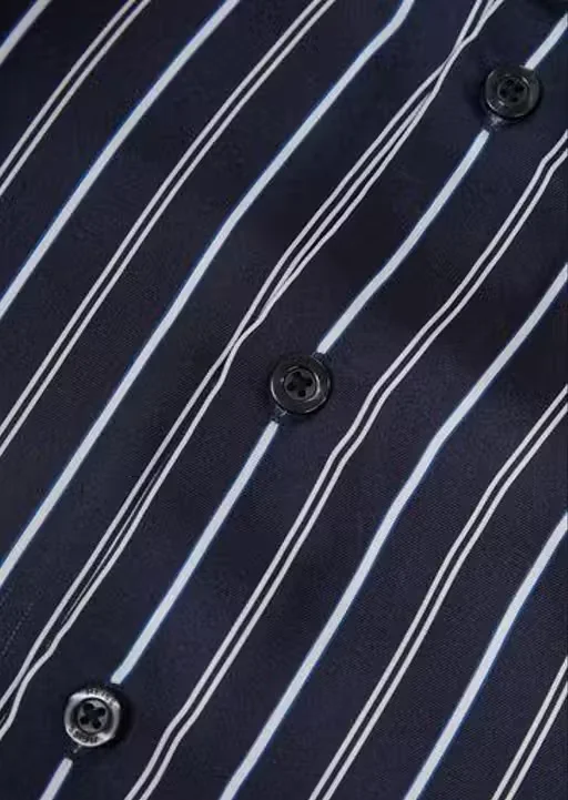 Boys Navy Blue Vertical Stripe Half Sleeve Cotton Casual Shirt Summer Breathable Lightweight Button Down Kids Fashion Shirt Smart Casual Party Wear Children Shirt Boys Navy Blue Vertical Stripe Half Sleeve Cotton Casual Shirt Summer Breathable Lightweight image 4