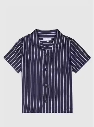 Boys Navy Blue Vertical Stripe Half Sleeve Cotton Casual Shirt Summer Breathable Lightweight Button Down Kids Fashion Shirt Smart Casual Party Wear Children Shirt Boys Navy Blue Vertical Stripe Half Sleeve Cotton Casual Shirt Summer Breathable Lightweight thumbnail 0