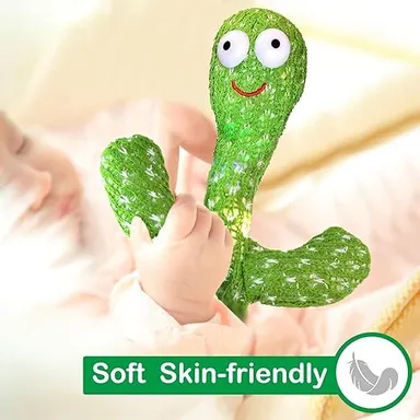 USB Rechargeable Dancing Cactus Toy with LED Lights Music Talking Mimic Plush Interactive Singing Cactus Toy for Kids Babies Toddlers Funny Educational Talking Toy Plant thumbnail 2