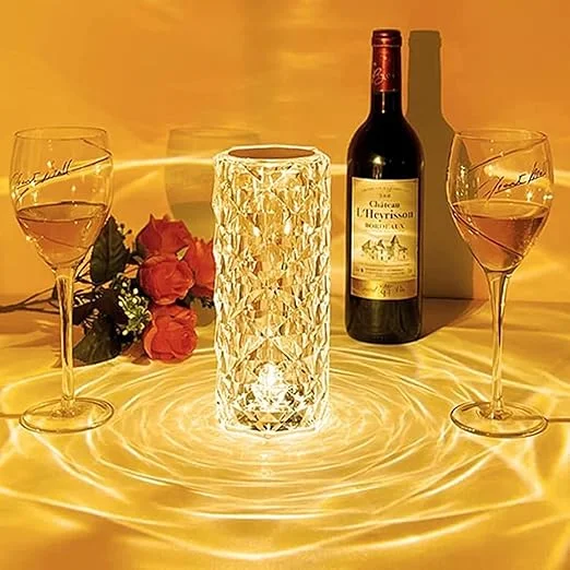 Crystal RGB LED Diamond Cut Table Lamp with Remote Control Touch Sensor Rechargeable USB Night Lamp Multicolour Ambient Bedroom Bedside Decorative Mood Light image 3