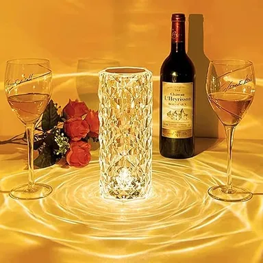 Crystal RGB LED Diamond Cut Table Lamp with Remote Control Touch Sensor Rechargeable USB Night Lamp Multicolour Ambient Bedroom Bedside Decorative Mood Light thumbnail 2