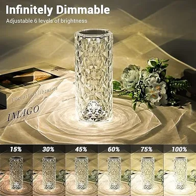 Crystal RGB LED Diamond Cut Table Lamp with Remote Control Touch Sensor Rechargeable USB Night Lamp Multicolour Ambient Bedroom Bedside Decorative Mood Light thumbnail 3