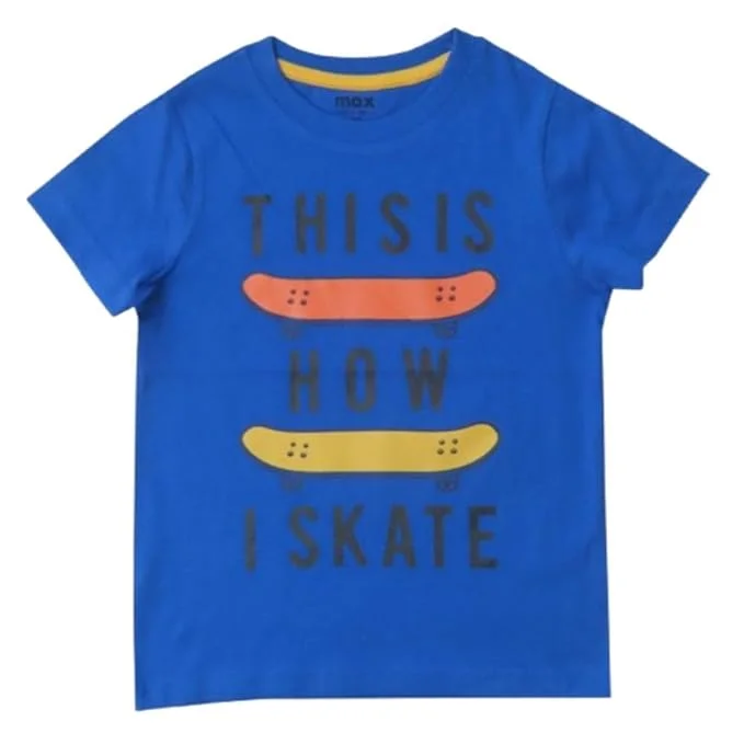 Boys Blue Graphic Printed Cotton T Shirt for Kids Casual Summer Half Sleeve Soft Breathable Round Neck Playwear Daily Wear Toddler Boys T Shirt image 3