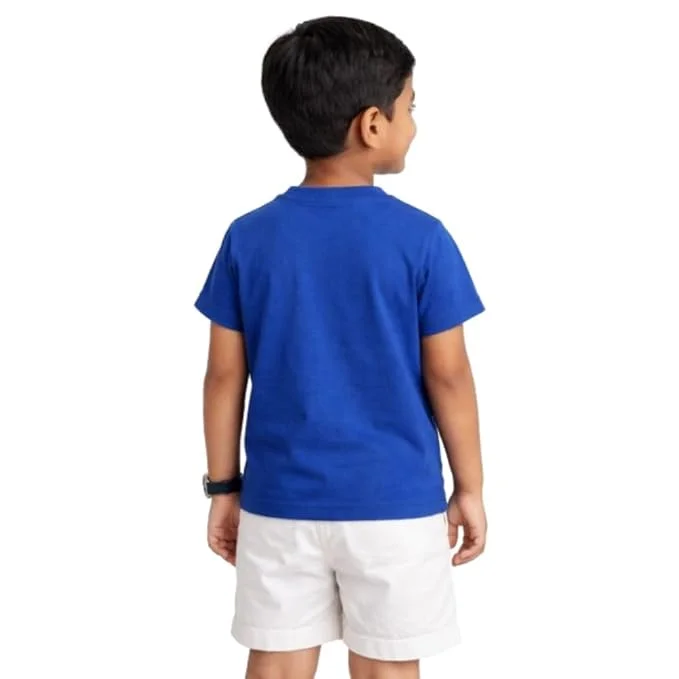 Boys Blue Graphic Printed Cotton T Shirt for Kids Casual Summer Half Sleeve Soft Breathable Round Neck Playwear Daily Wear Toddler Boys T Shirt image 5