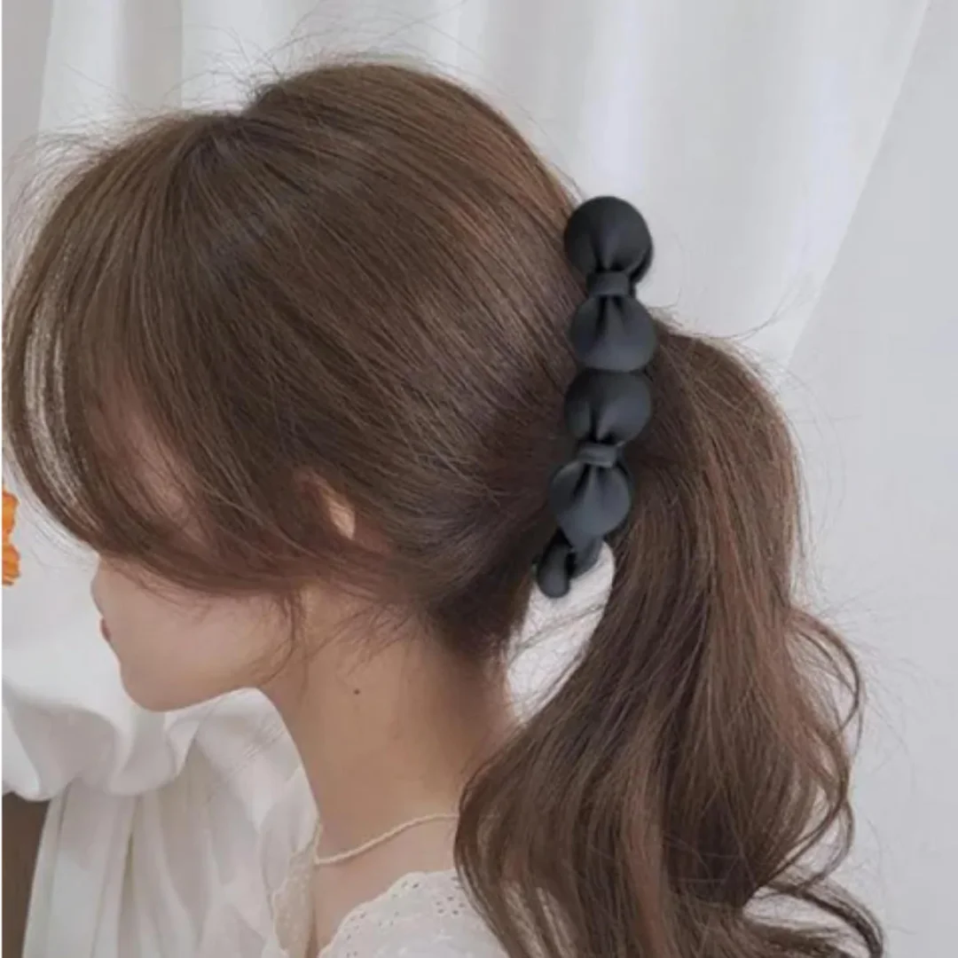 Elegant Bow Knot Banana Hair Clip for Women Girls Matte Finish Automatic Hair Barrette Long Hair Claw Clip Ponytail Holder Fashion Hair Accessories image 3