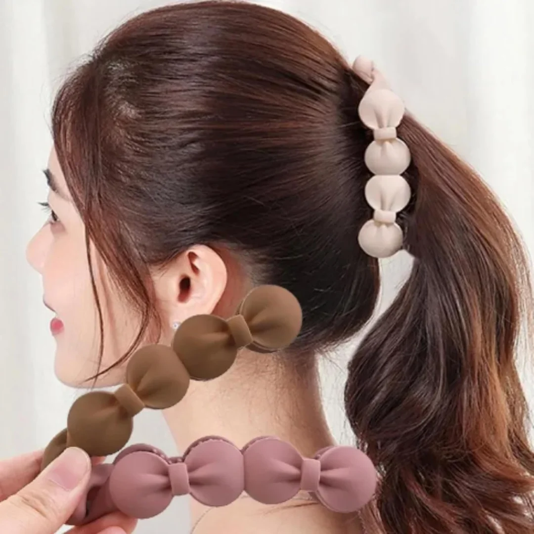 Elegant Bow Knot Banana Hair Clip for Women Girls Matte Finish Automatic Hair Barrette Long Hair Claw Clip Ponytail Holder Fashion Hair Accessories image 4
