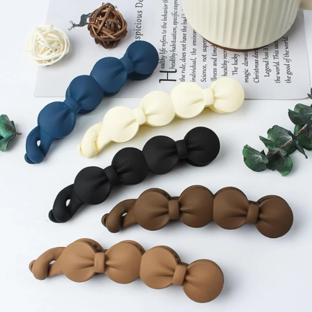 Elegant Bow Knot Banana Hair Clip for Women Girls Matte Finish Automatic Hair Barrette Long Hair Claw Clip Ponytail Holder Fashion Hair Accessories image 1