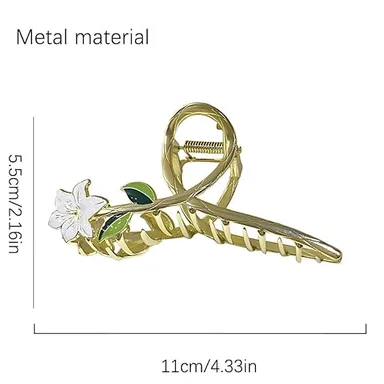 Elegant Gold Flower Hair Stick Bun Holder for Women Floral Metal Hair Pin Clip for Bridal Bun Hairstyle Accessories for Girls Wedding Party Hair Jewellery thumbnail 1
