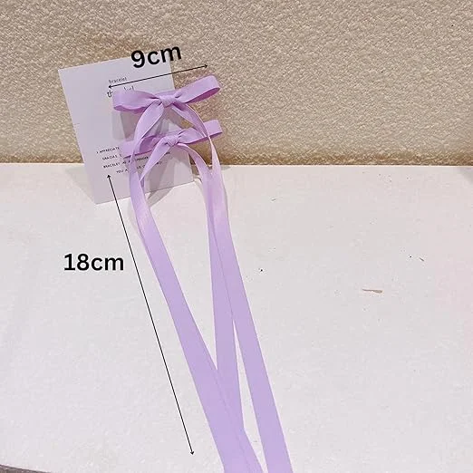 Pastel Satin Ribbon Hair Bow Clip for Girls Women Long Tail Bow Hair Accessory Pink Blue Green Bridal Party Hair Clip Decorative Ribbon Bow Hair Pin image 4