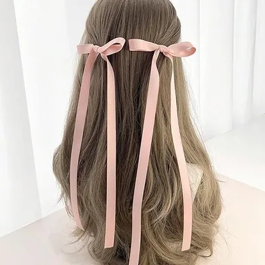 Pastel Satin Ribbon Hair Bow Clip for Girls Women Long Tail Bow Hair Accessory Pink Blue Green Bridal Party Hair Clip Decorative Ribbon Bow Hair Pin thumbnail 4