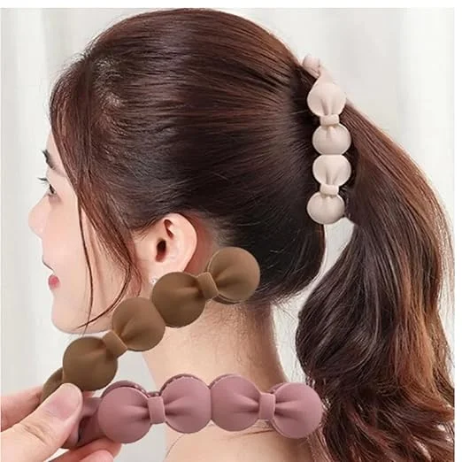 Premium Matte Bow Hair Clip for Women Girls| Anti Slip French Barrette Hair Accessory for Thick Thin Hair Stylish Bow Knot Hair Clamp Durable Plastic Hair Styling Clip Multicolour image 3