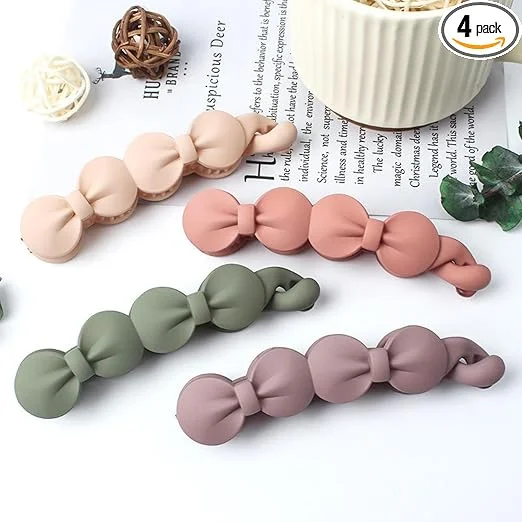 Premium Matte Bow Hair Clip for Women Girls| Anti Slip French Barrette Hair Accessory for Thick Thin Hair Stylish Bow Knot Hair Clamp Durable Plastic Hair Styling Clip Multicolour image 1
