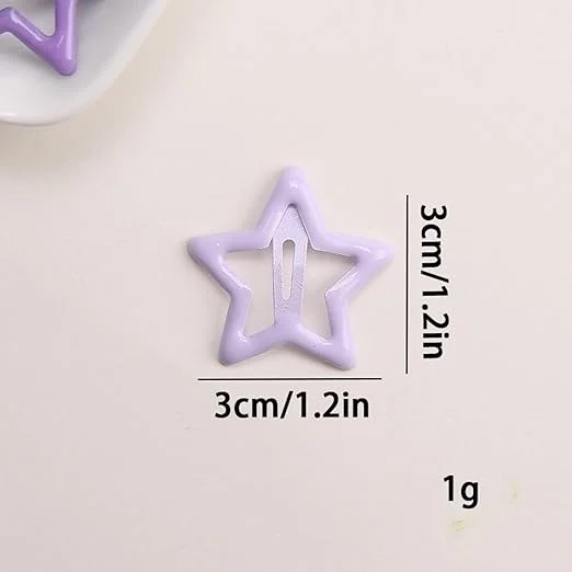 Colourful Star Shape Hair Clips for Girls Kids – Cute Plastic Snap Hairpins Set Multicolour Kawaii Hair Accessories for Baby Girls Toddlers School Daily Styling image 2