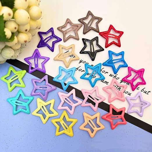 Colourful Star Shape Hair Clips for Girls Kids – Cute Plastic Snap Hairpins Set Multicolour Kawaii Hair Accessories for Baby Girls Toddlers School Daily Styling image 4