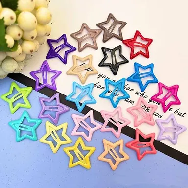 Colourful Star Shape Hair Clips for Girls Kids – Cute Plastic Snap Hairpins Set Multicolour Kawaii Hair Accessories for Baby Girls Toddlers School Daily Styling thumbnail 3