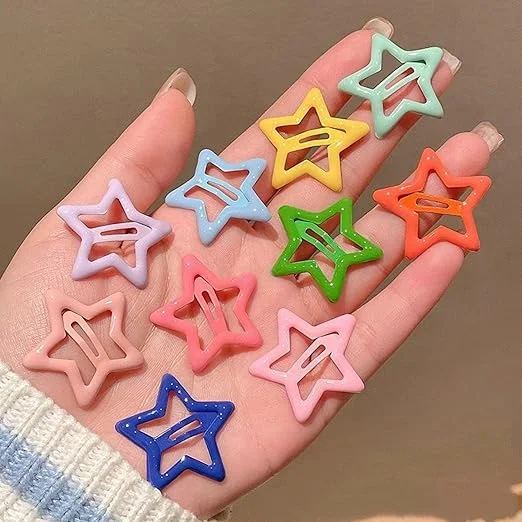 Colourful Star Shape Hair Clips for Girls Kids – Cute Plastic Snap Hairpins Set Multicolour Kawaii Hair Accessories for Baby Girls Toddlers School Daily Styling image 5