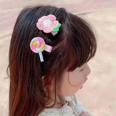 Girls Cute Cartoon Hair Clips Set for Kids Colourful Candy Watermelon Rainbow Flower Hairpins Collection Non Slip Hair Accessories for Baby Girls Toddlers School Hair Styling Clips Gift Pack thumbnail 1