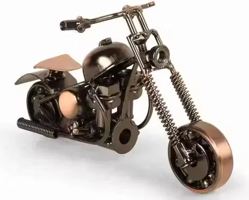 Vintage Metal Motorcycle Model Decorative Showpiece for Home Office Desk Shelf Decor Retro Bike Statue Handcrafted Iron Motorbike Collectible Gift for Men Bike Lovers Interior Decoration image 2