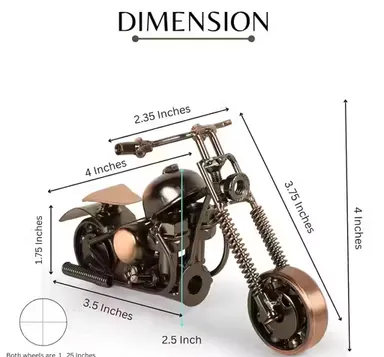 Vintage Metal Motorcycle Model Decorative Showpiece for Home Office Desk Shelf Decor Retro Bike Statue Handcrafted Iron Motorbike Collectible Gift for Men Bike Lovers Interior Decoration thumbnail 3